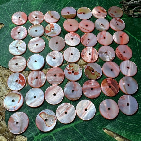 Circle Mother of Pearl Seashell Shell Beads Coral Pink DIY Jewelry making lot - Picture 12 of 17